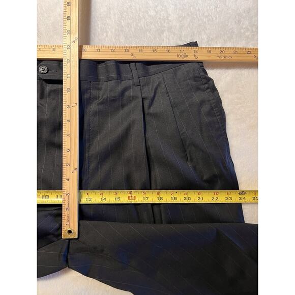 Jos A Bank Signature 44L 36x31 Navy Blue Bankers Stripe Classic Staple Suit - Picture 14 of 16